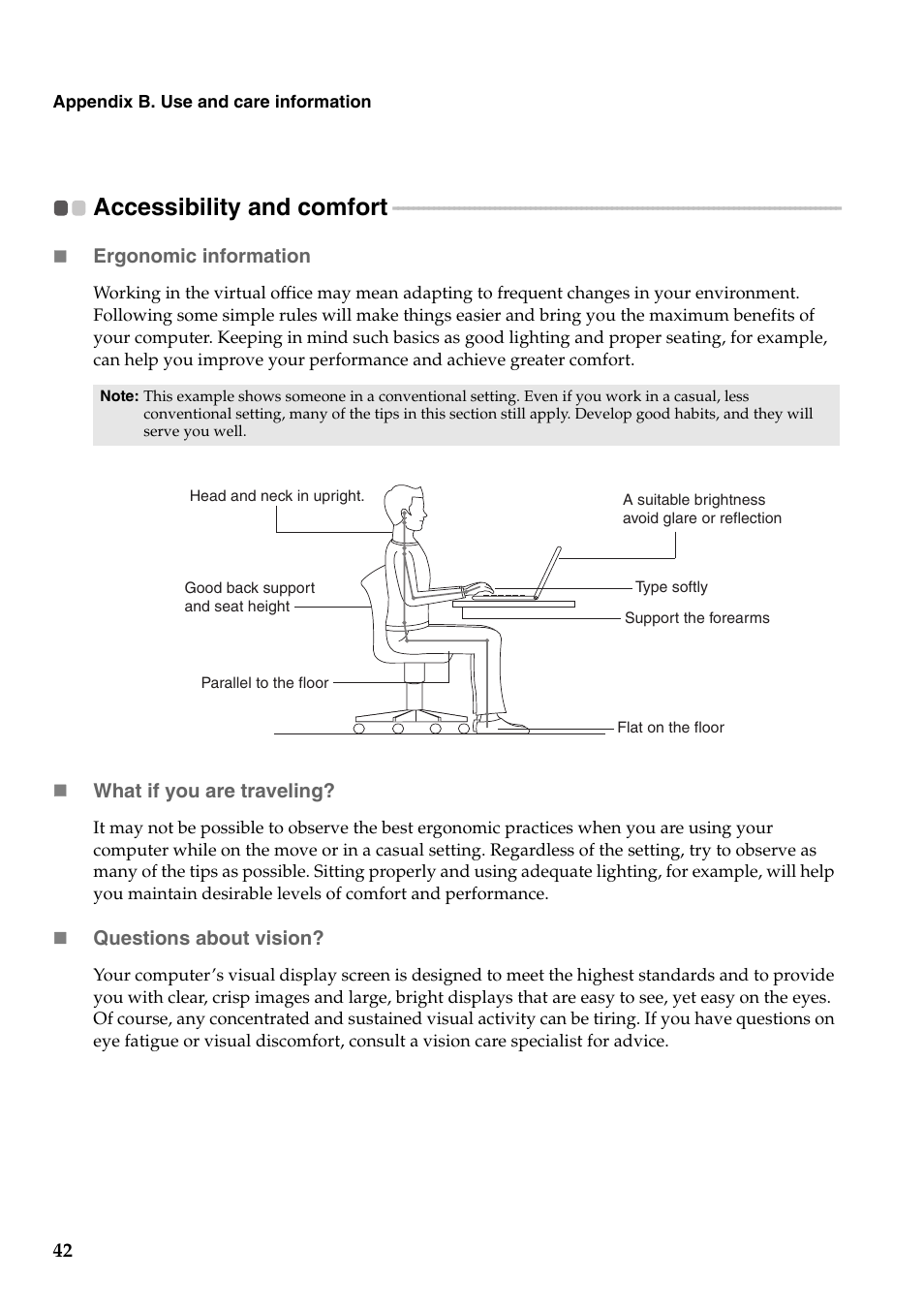 Accessibility and comfort | Lenovo G455 Notebook User Manual | Page 50 / 116