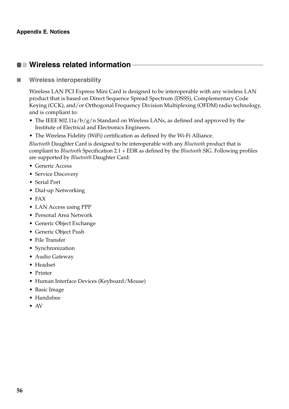 Wireless related information | Lenovo G455 Notebook User Manual | Page 64 / 116