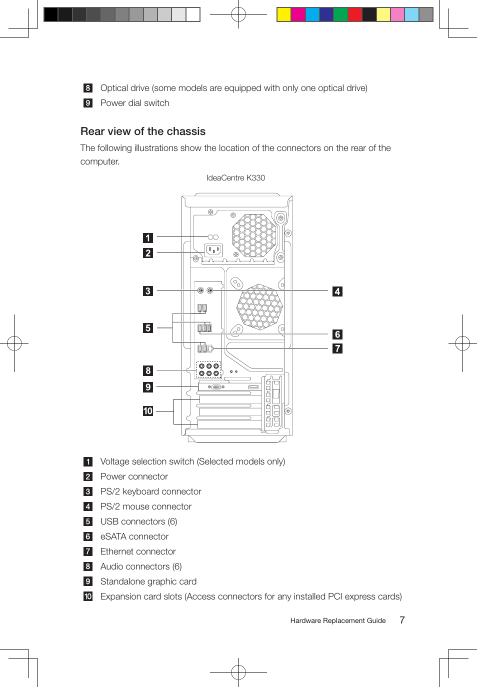 Rear view of the chassis | Lenovo IdeaCentre K330B User Manual | Page 10 / 43