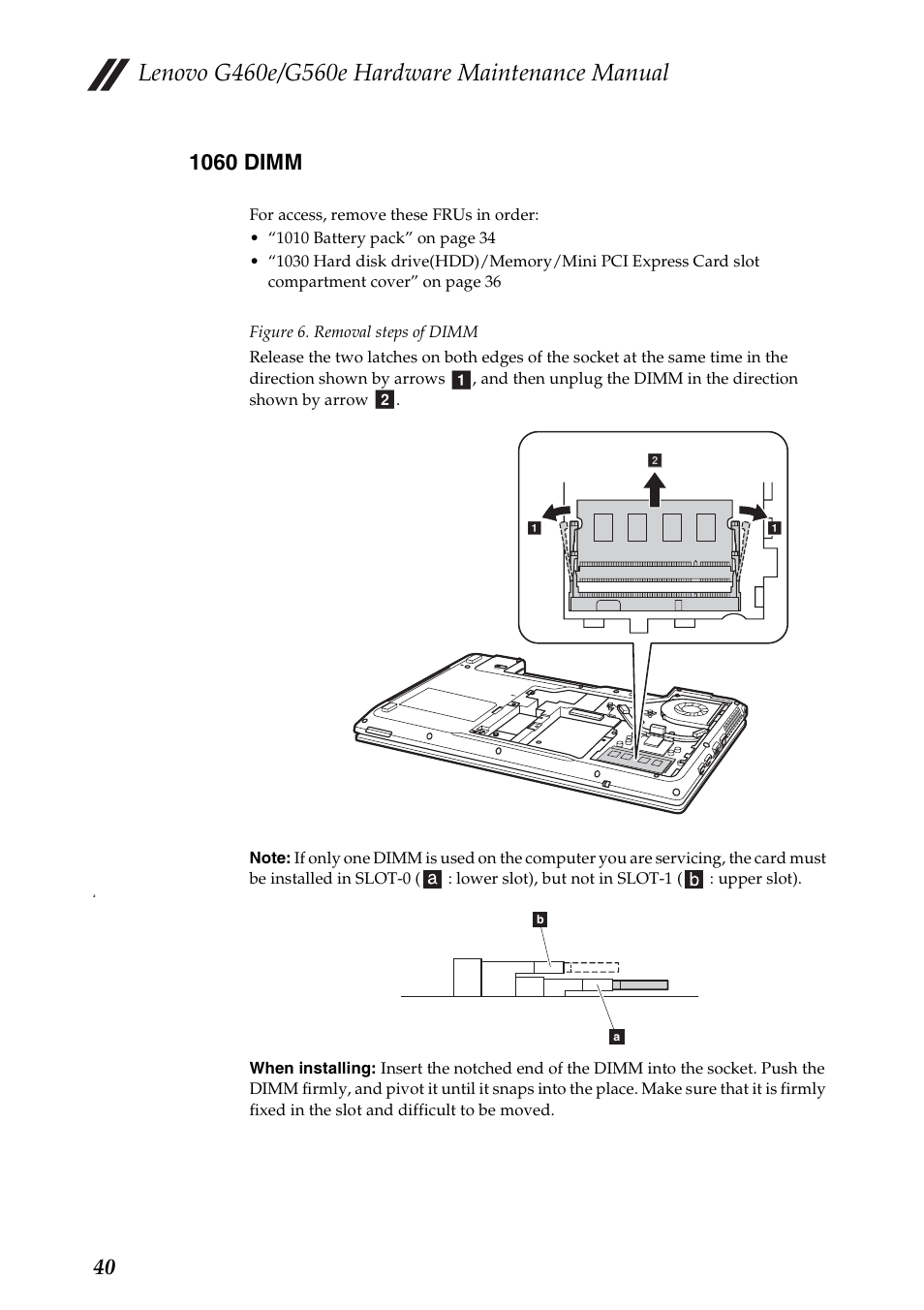 1060 dimm | Lenovo G460e Notebook User Manual | Page 44 / 96