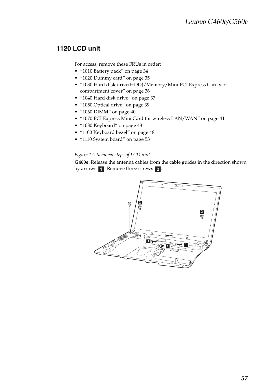 1120 lcd unit | Lenovo G460e Notebook User Manual | Page 61 / 96