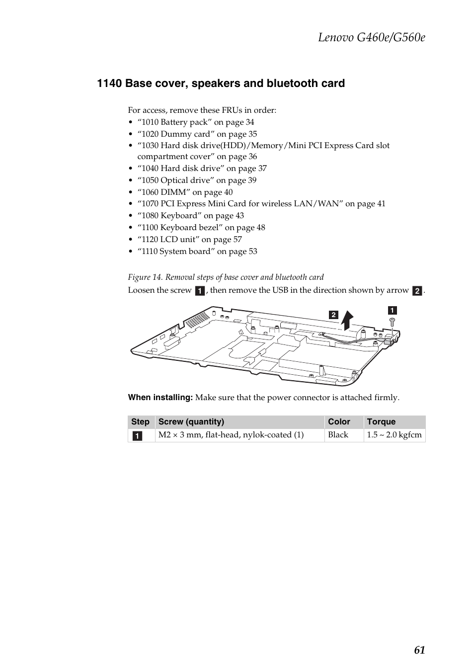 1140 base cover, speakers and bluetooth card | Lenovo G460e Notebook User Manual | Page 65 / 96