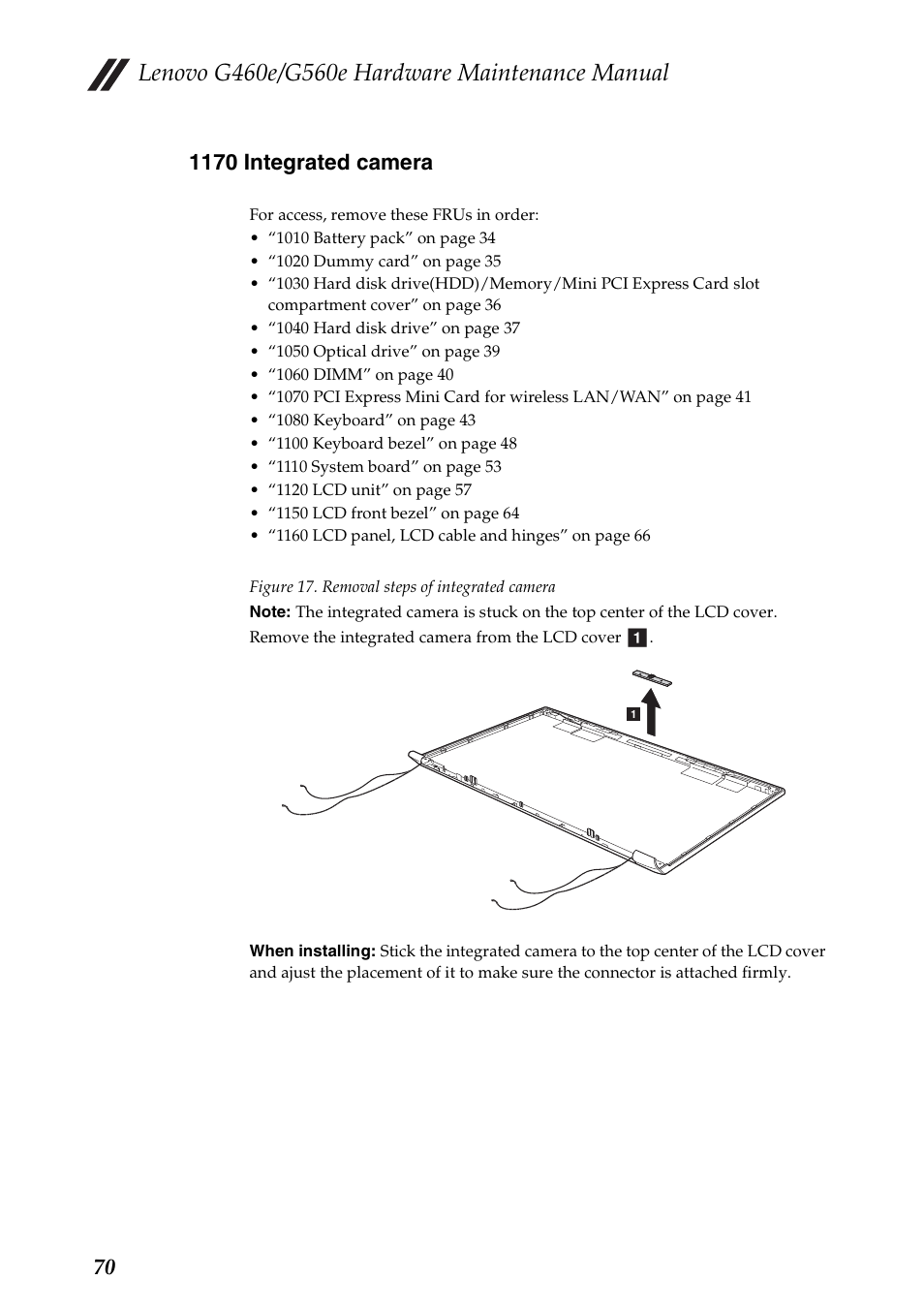 1170 integrated camera | Lenovo G460e Notebook User Manual | Page 74 / 96