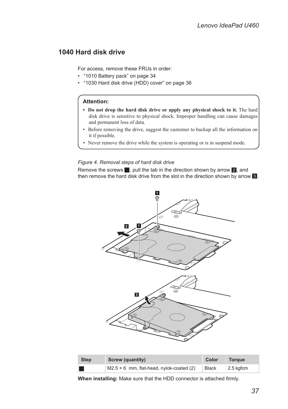 1040 hard disk drive | Lenovo IdeaPad U460s User Manual | Page 41 / 88