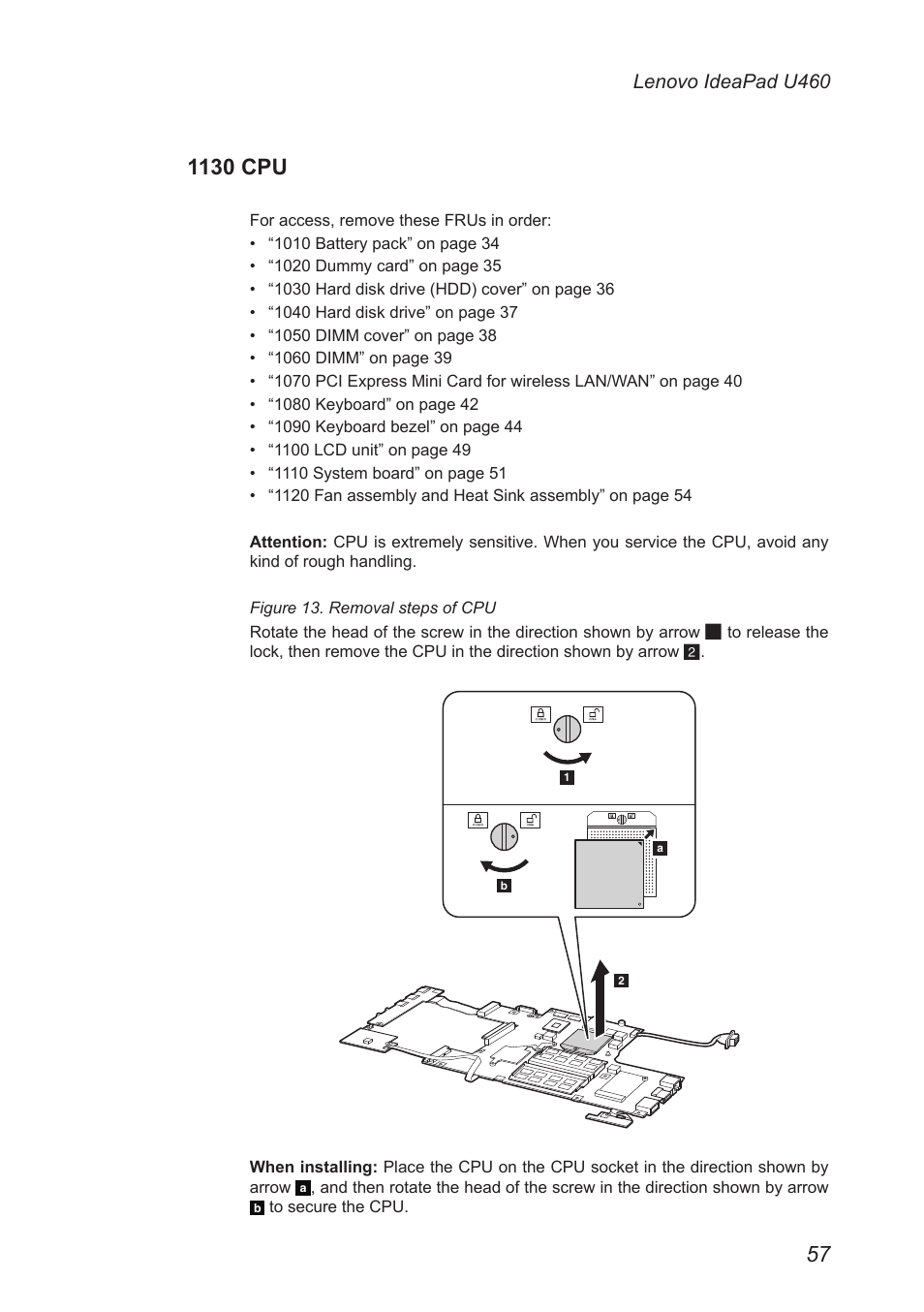 1130 cpu, Lenovo ideapad u460 | Lenovo IdeaPad U460s User Manual | Page 61 / 88