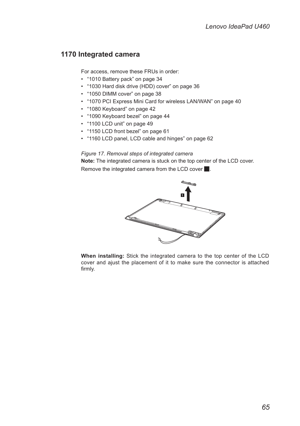1170 integrated camera | Lenovo IdeaPad U460s User Manual | Page 69 / 88