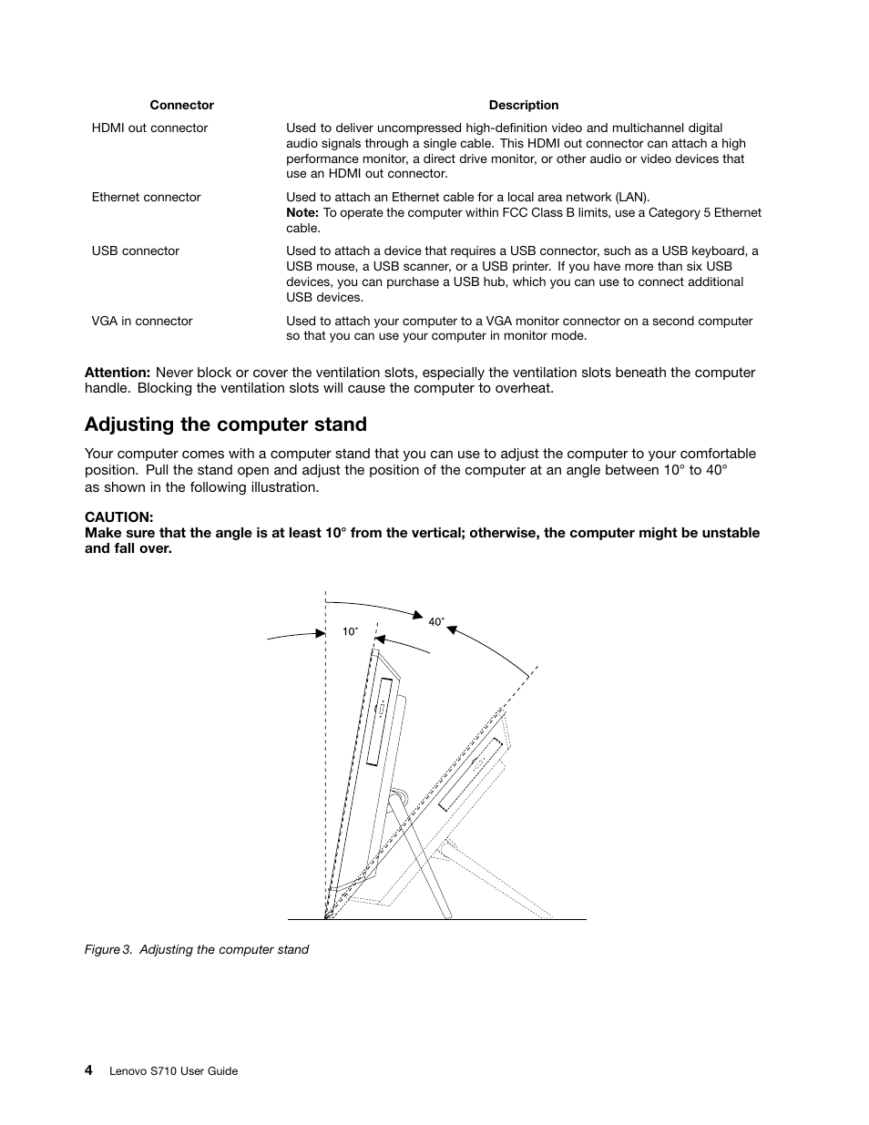 Adjusting the computer stand | Lenovo S710 All-in-One User Manual | Page 14 / 66