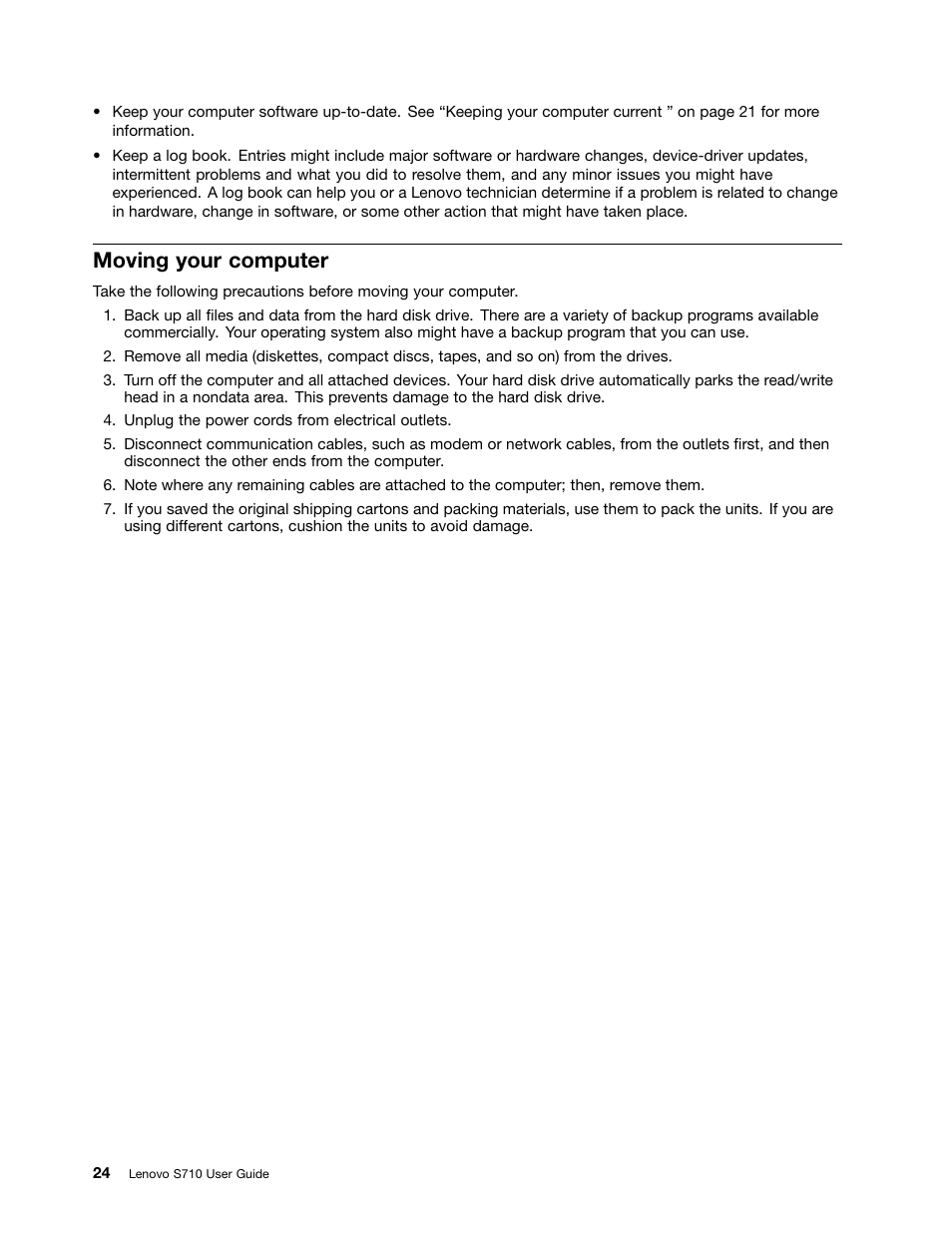 Moving your computer | Lenovo S710 All-in-One User Manual | Page 34 / 66
