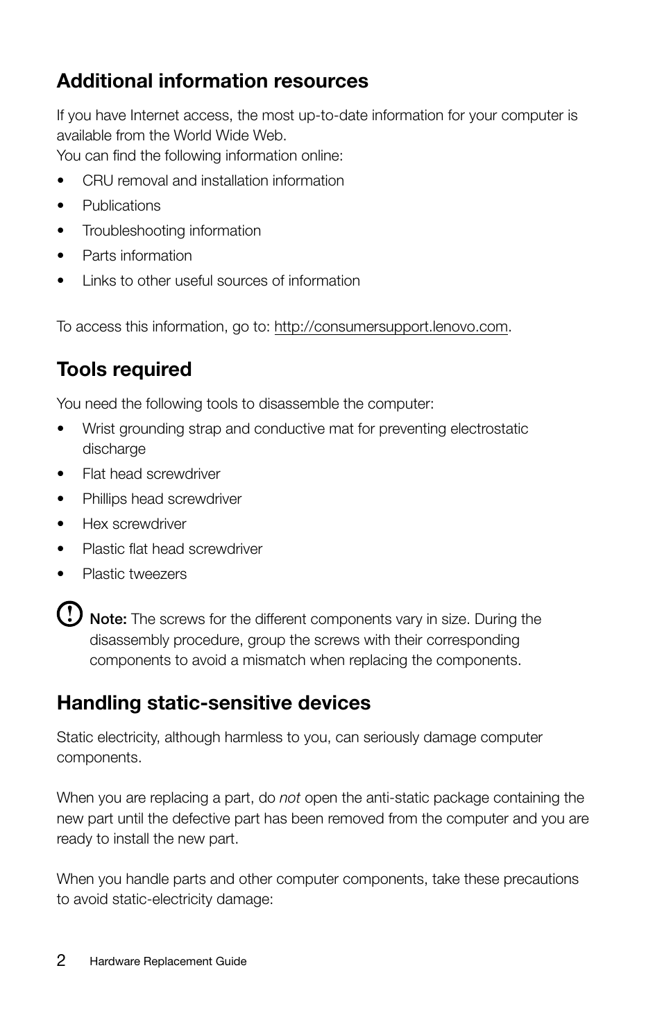 Additional information resources, Tools required, Handling static-sensitive devices | Lenovo C225 All-In-One User Manual | Page 7 / 25