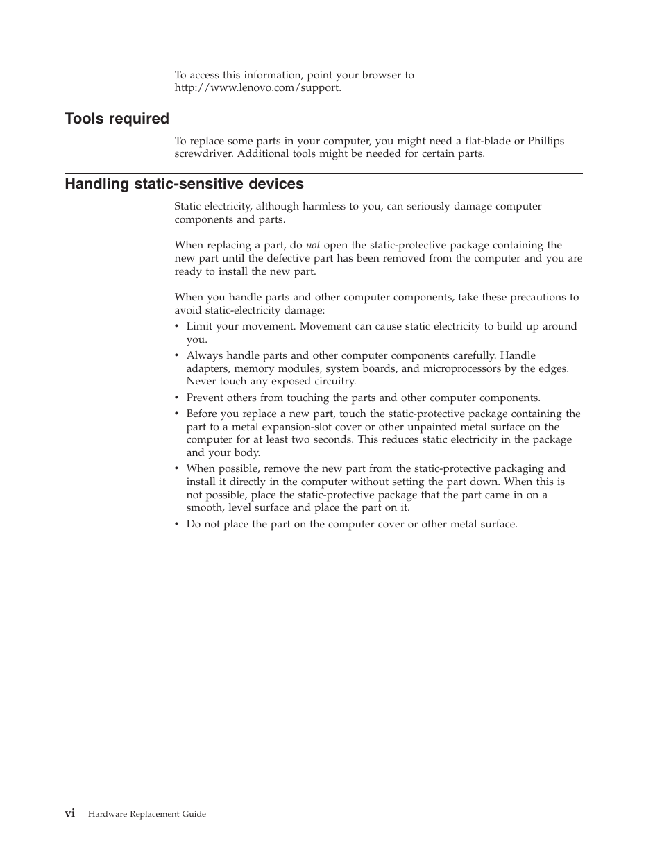 Tools required, Handling static-sensitive devices, Tools | Required, Handling, Static-sensitive, Devices | Lenovo ThinkCentre E50 -FR User Manual | Page 8 / 26