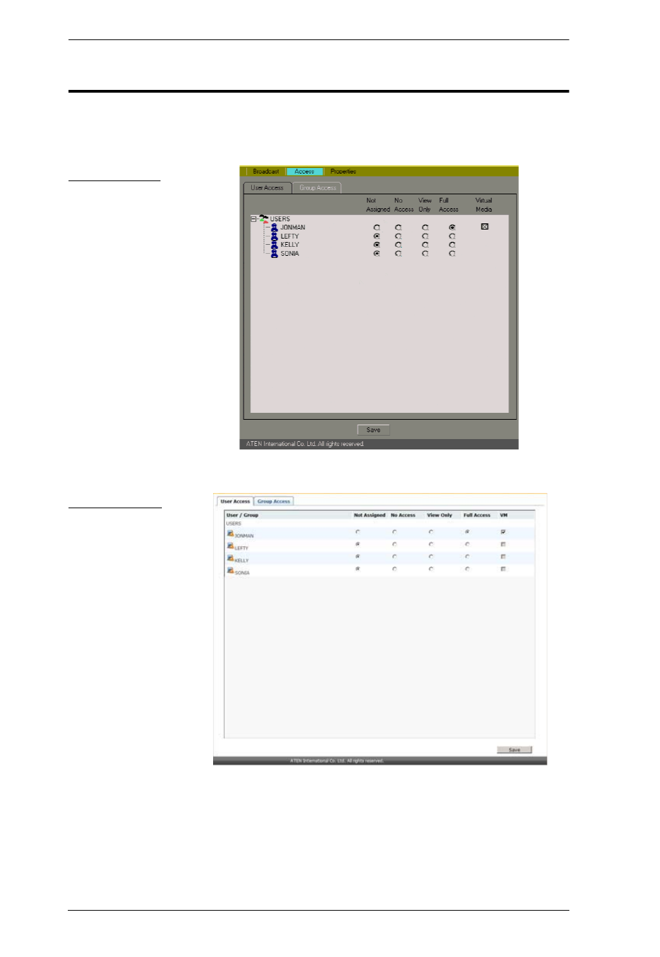 Access | ATEN Altuscn Matrix KVM Switch KM0532 User Manual | Page 100 / 153