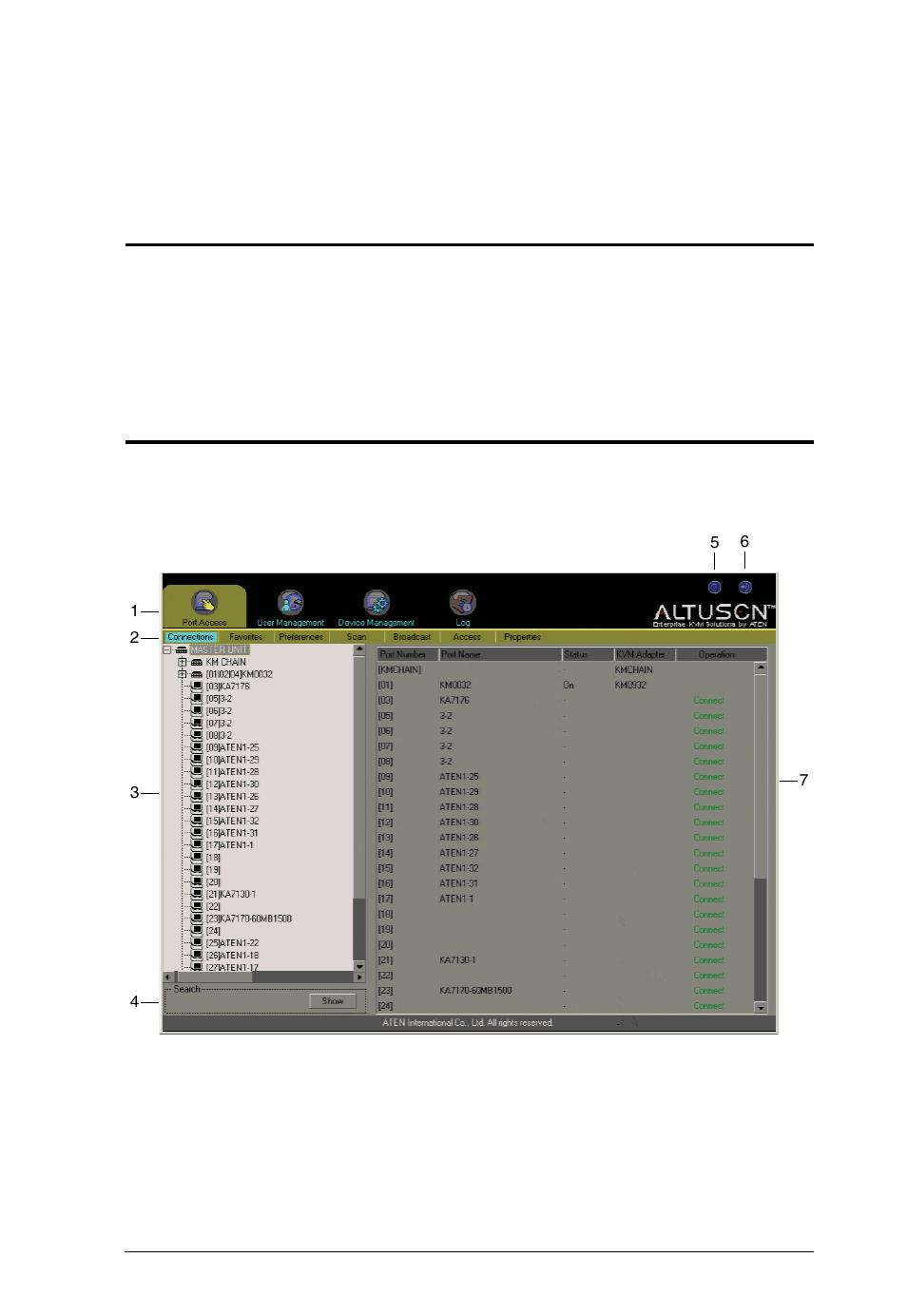 The user interface, Chapter 5, Overview | The console ui | ATEN Altuscn Matrix KVM Switch KM0532 User Manual | Page 47 / 153