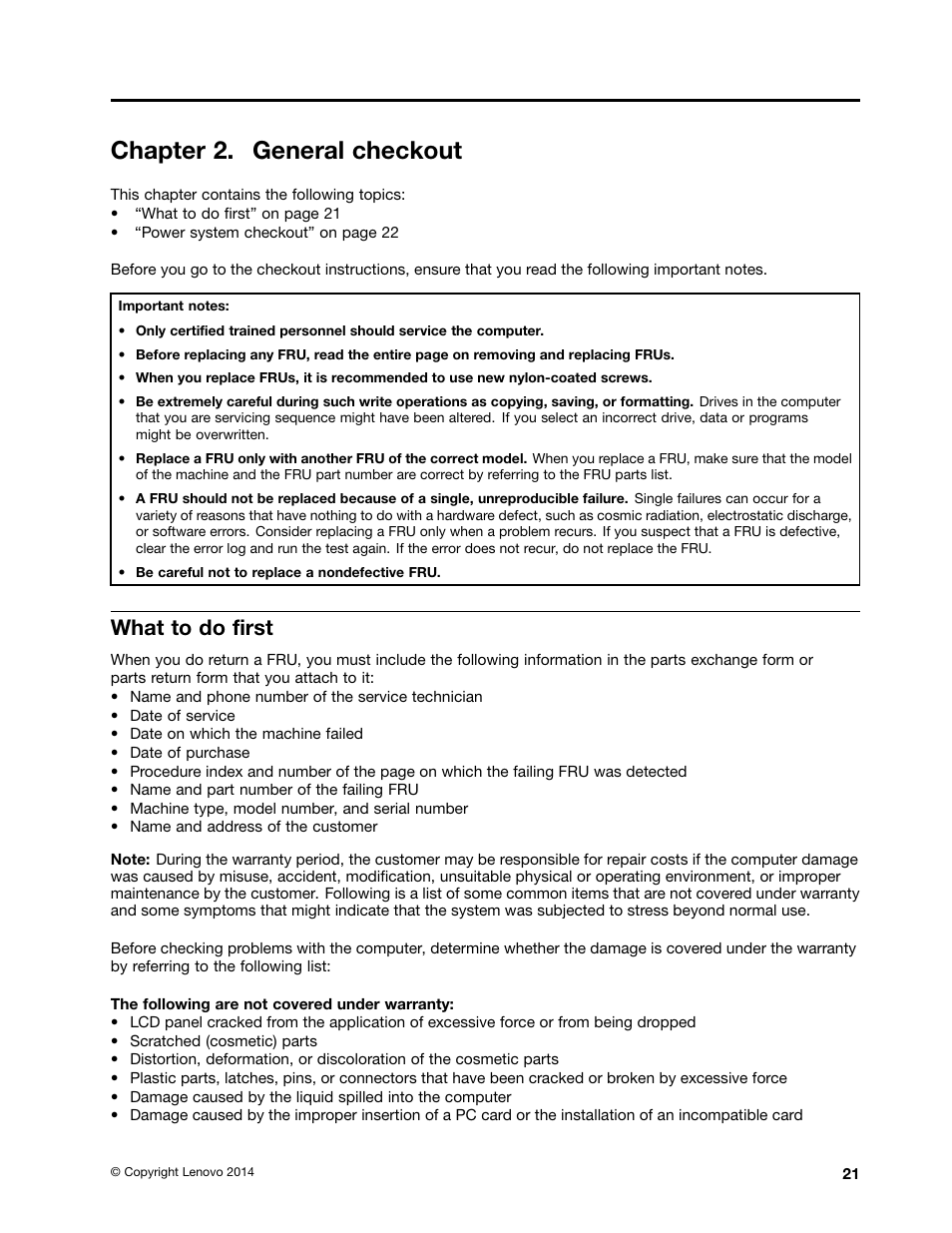 Chapter 2. general checkout, What to do first | Lenovo K4450 Notebook User Manual | Page 27 / 88