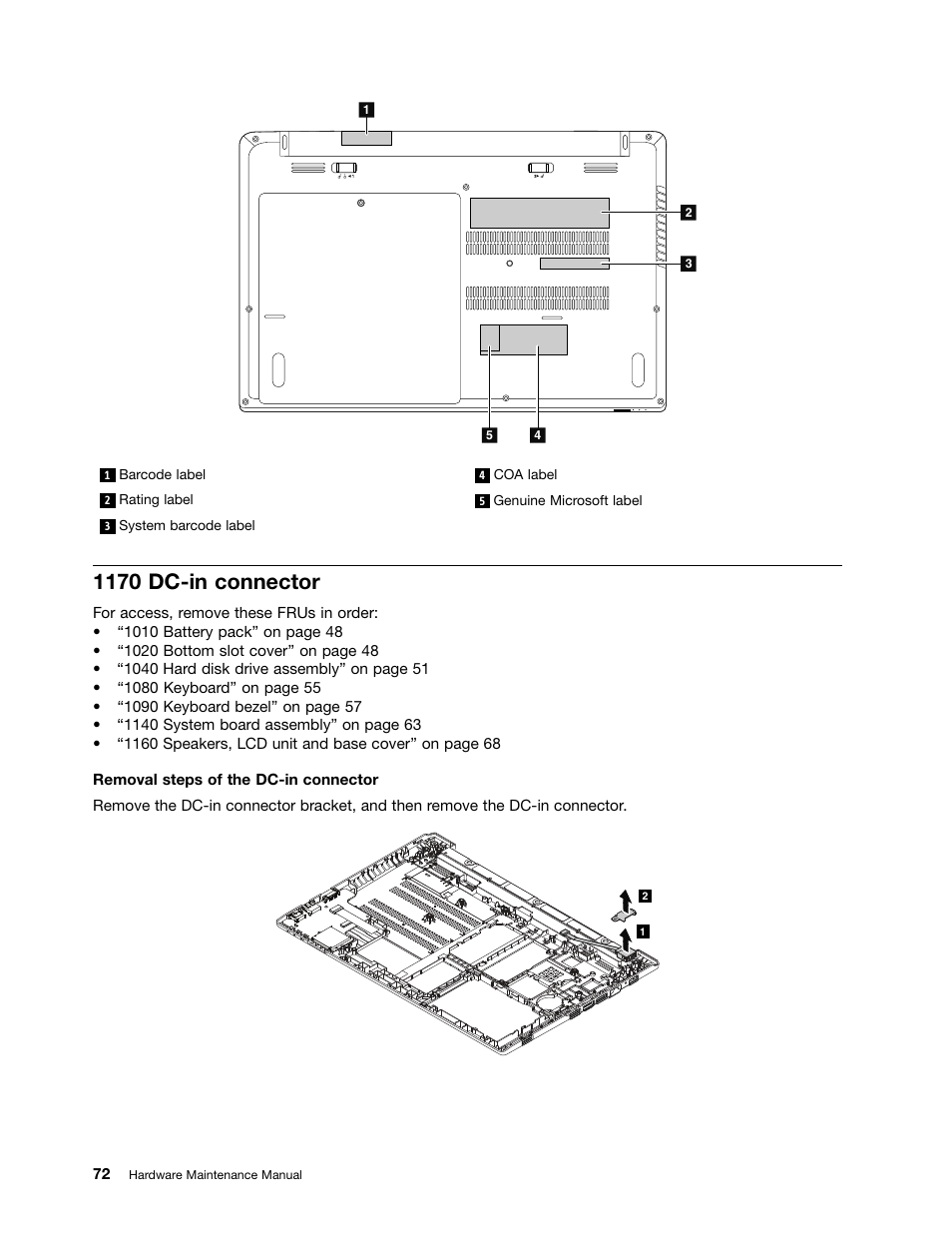 1170 dc-in connector | Lenovo K4450 Notebook User Manual | Page 78 / 88