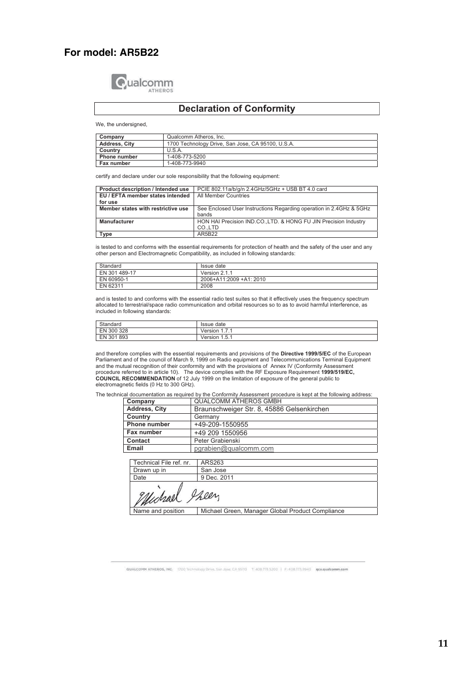 Declaration of conformity | Lenovo IdeaPad S415 Touch Notebook User Manual | Page 11 / 16