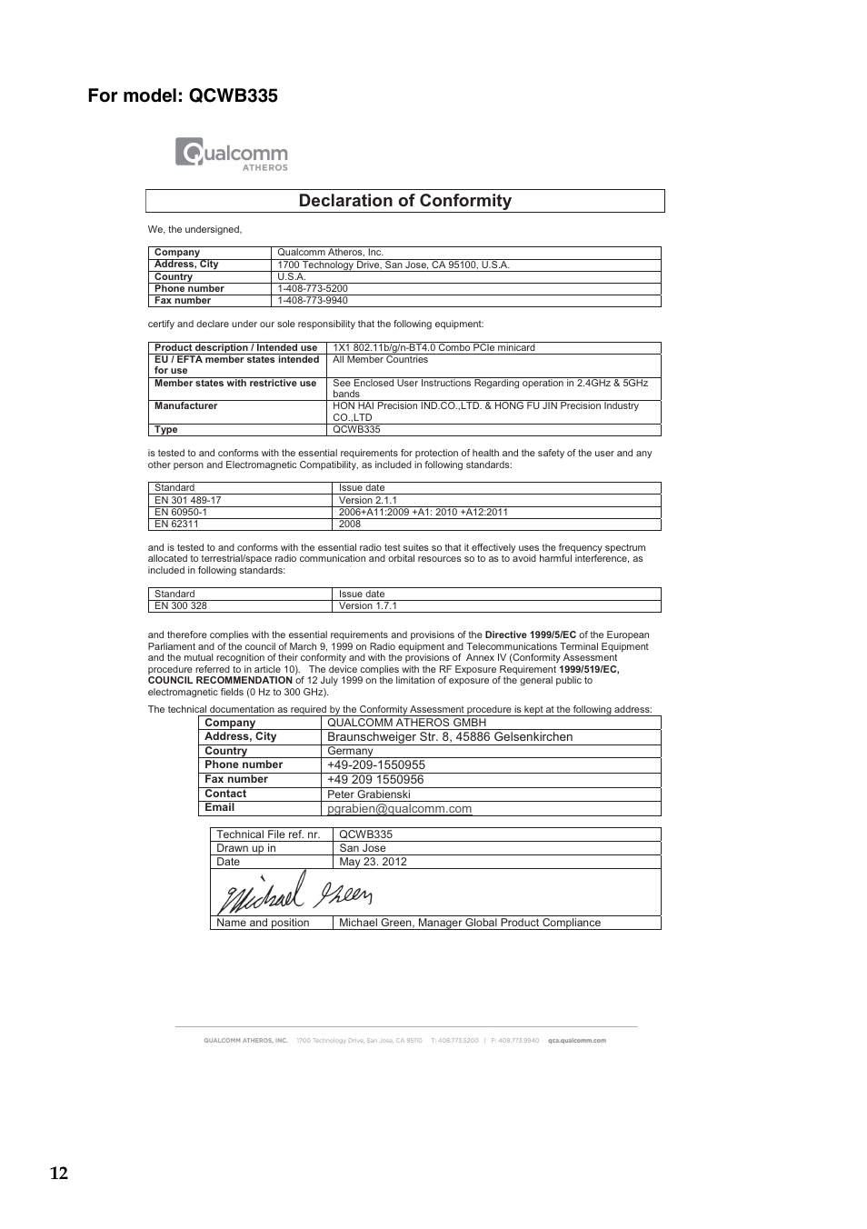 Declaration of conformity | Lenovo IdeaPad S415 Touch Notebook User Manual | Page 12 / 16