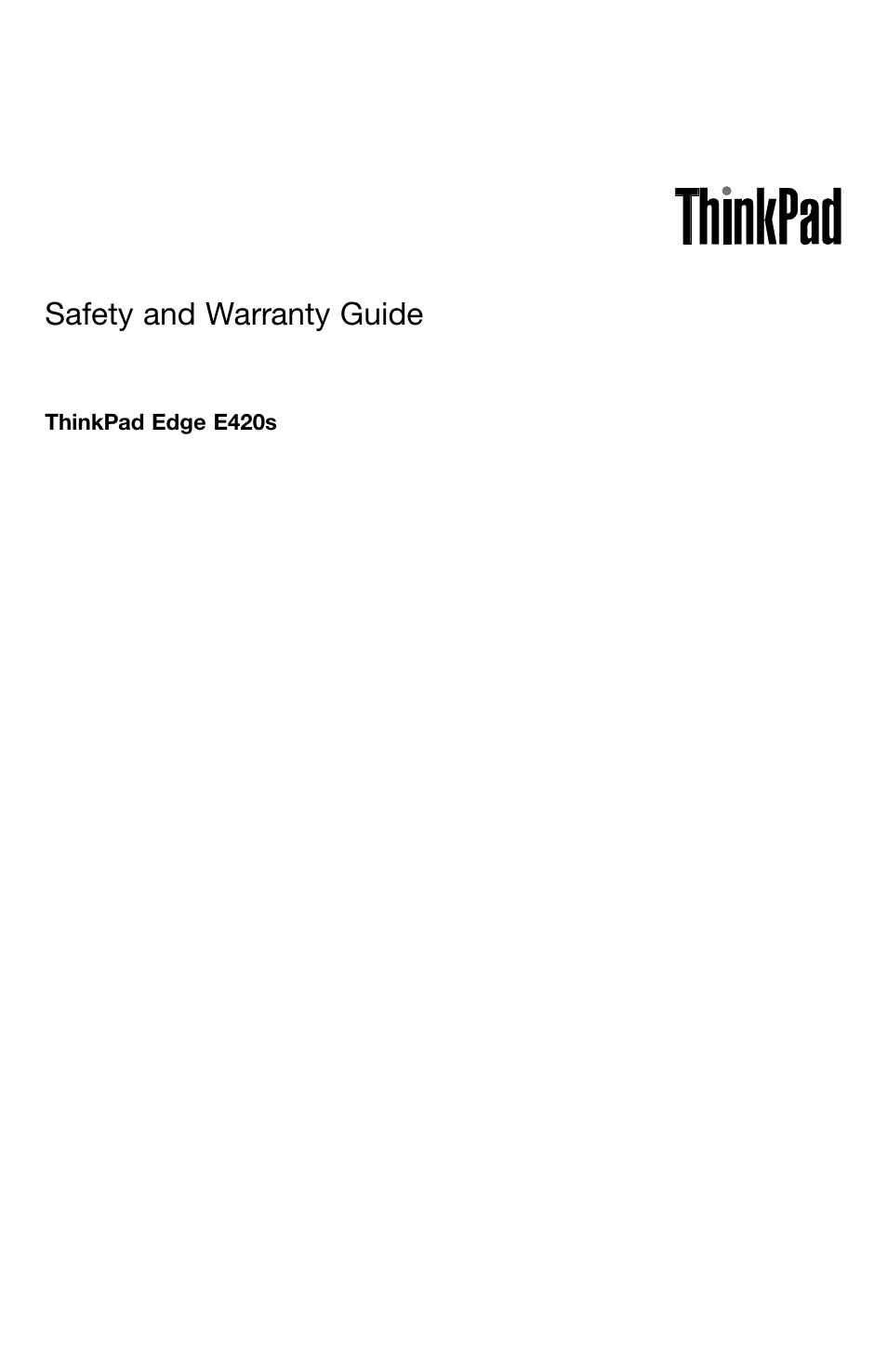 Lenovo ThinkPad Edge E420s User Manual | 44 pages