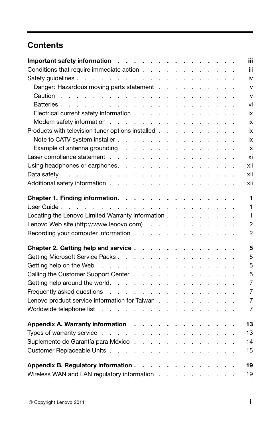 Lenovo ThinkPad Edge E420s User Manual | Page 3 / 44