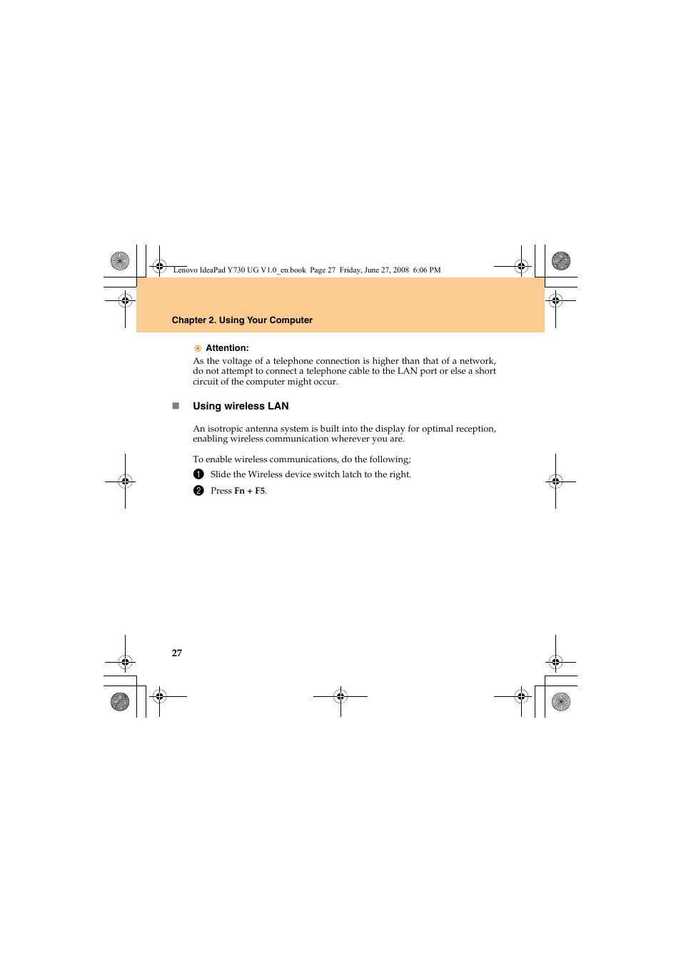 Lenovo IdeaPad Y730 User Manual | Page 36 / 156