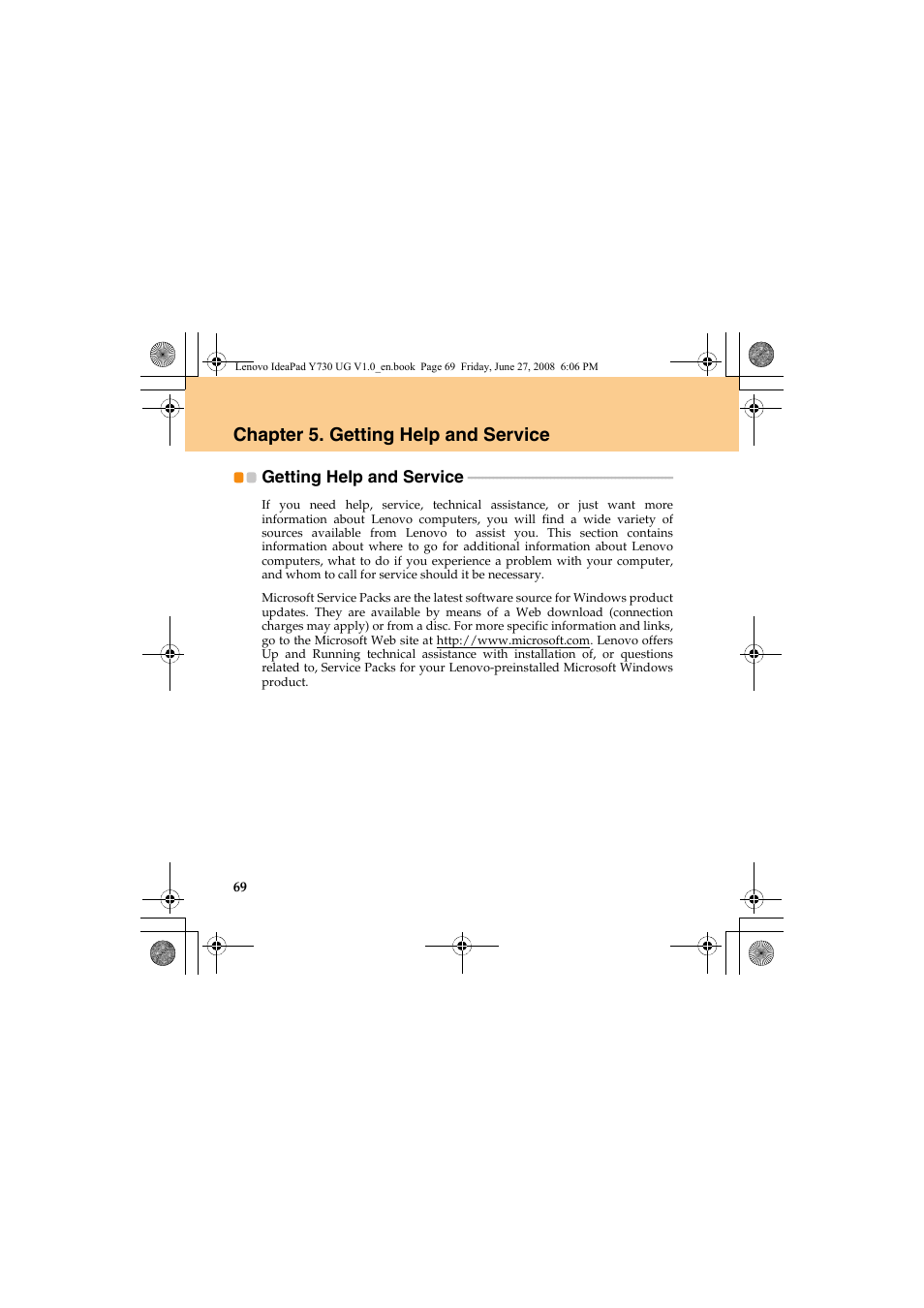 Chapter 5. getting help and service, Getting help and service | Lenovo IdeaPad Y730 User Manual | Page 78 / 156