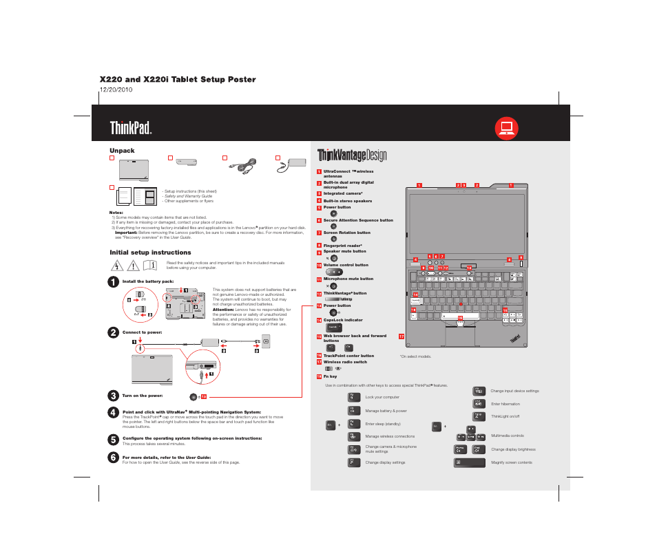 Lenovo ThinkPad X220 Tablet User Manual | 2 pages