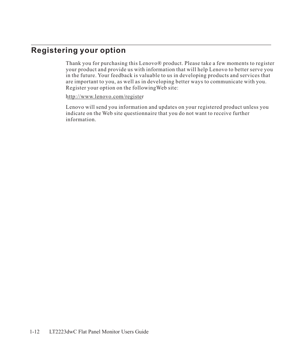 Registering your option | Lenovo ThinkVision LT2223d 21.5-inch FHD WLED Backlit LCD OneLink Docking Monitor User Manual | Page 16 / 44