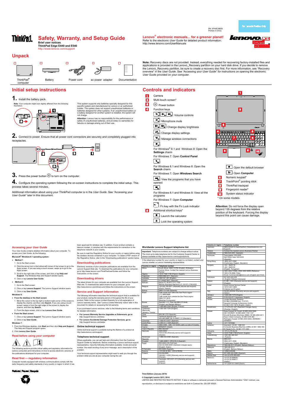 Lenovo ThinkPad Edge E440 User Manual | 2 pages