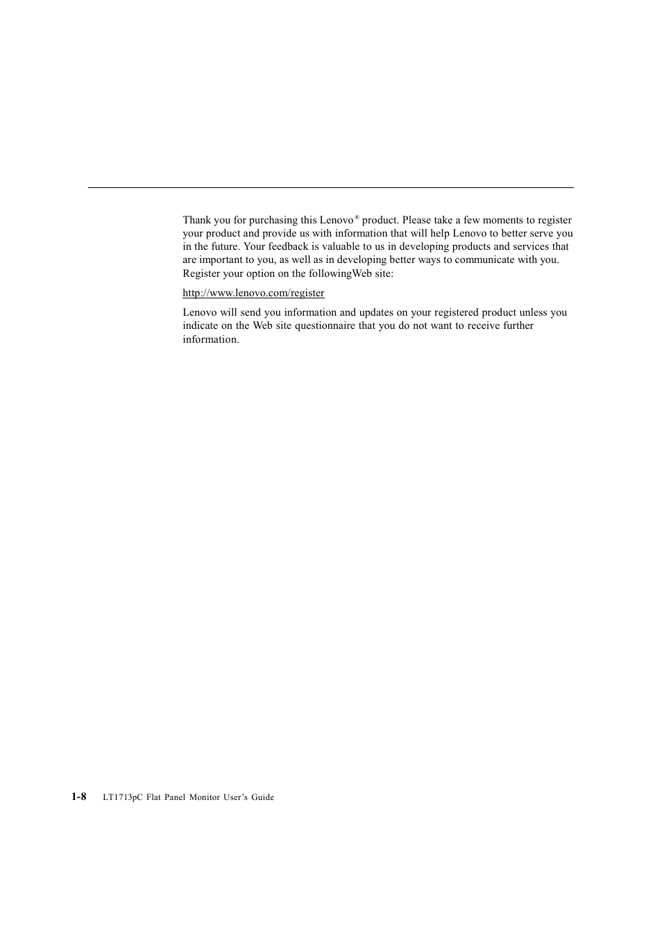 Registering your option | Lenovo ThinkVision LT1713p 17-inch Square LCD Monitor User Manual | Page 12 / 38
