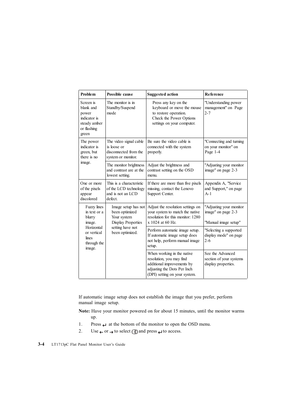 Manual image setup | Lenovo ThinkVision LT1713p 17-inch Square LCD Monitor User Manual | Page 25 / 38