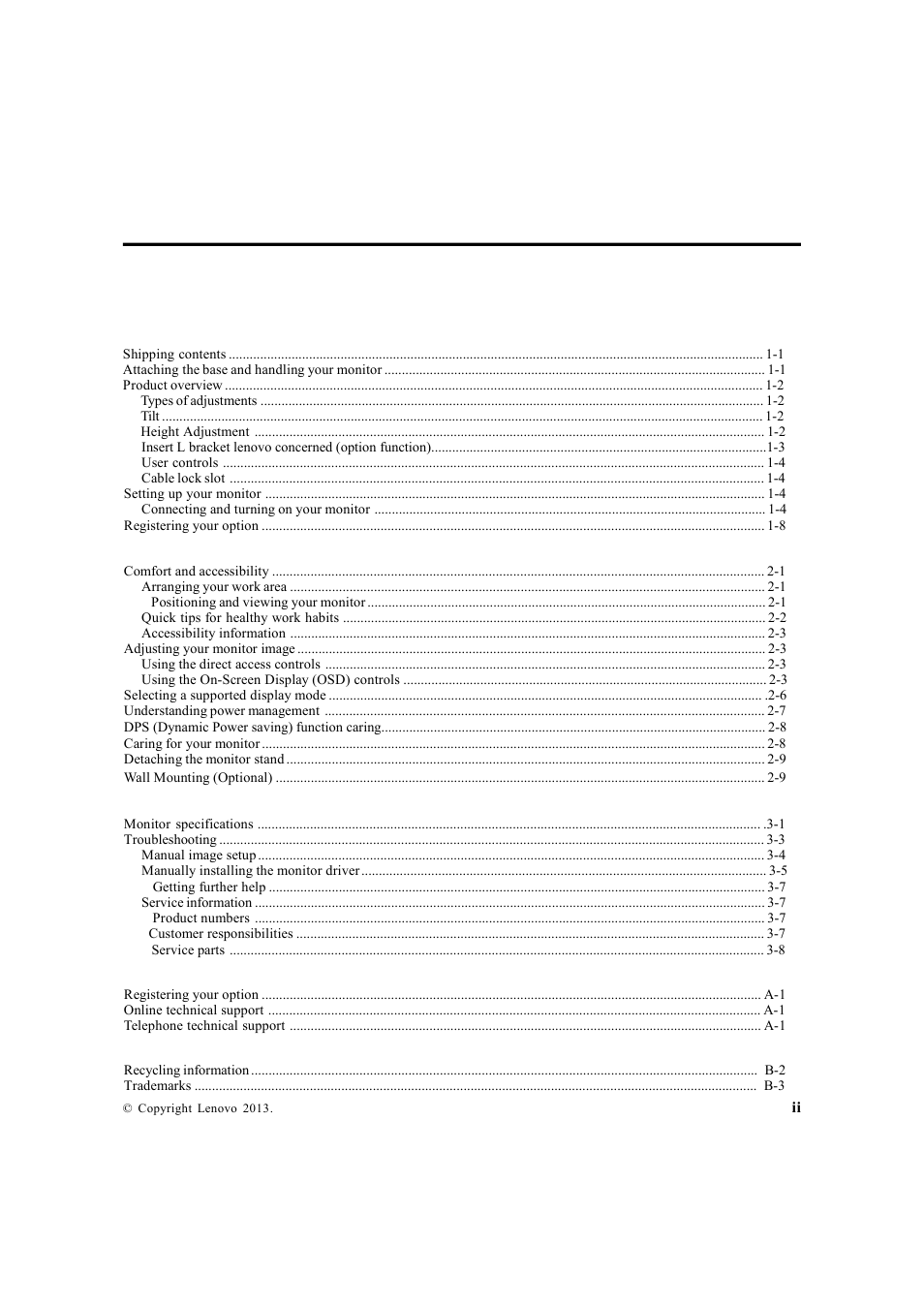 Lenovo ThinkVision LT1713p 17-inch Square LCD Monitor User Manual | Page 3 / 38