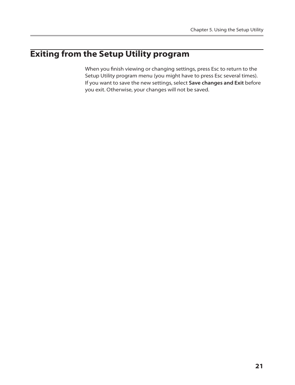 Exiting from the setup utility program | Lenovo IdeaCentre Q700 User Manual | Page 23 / 60