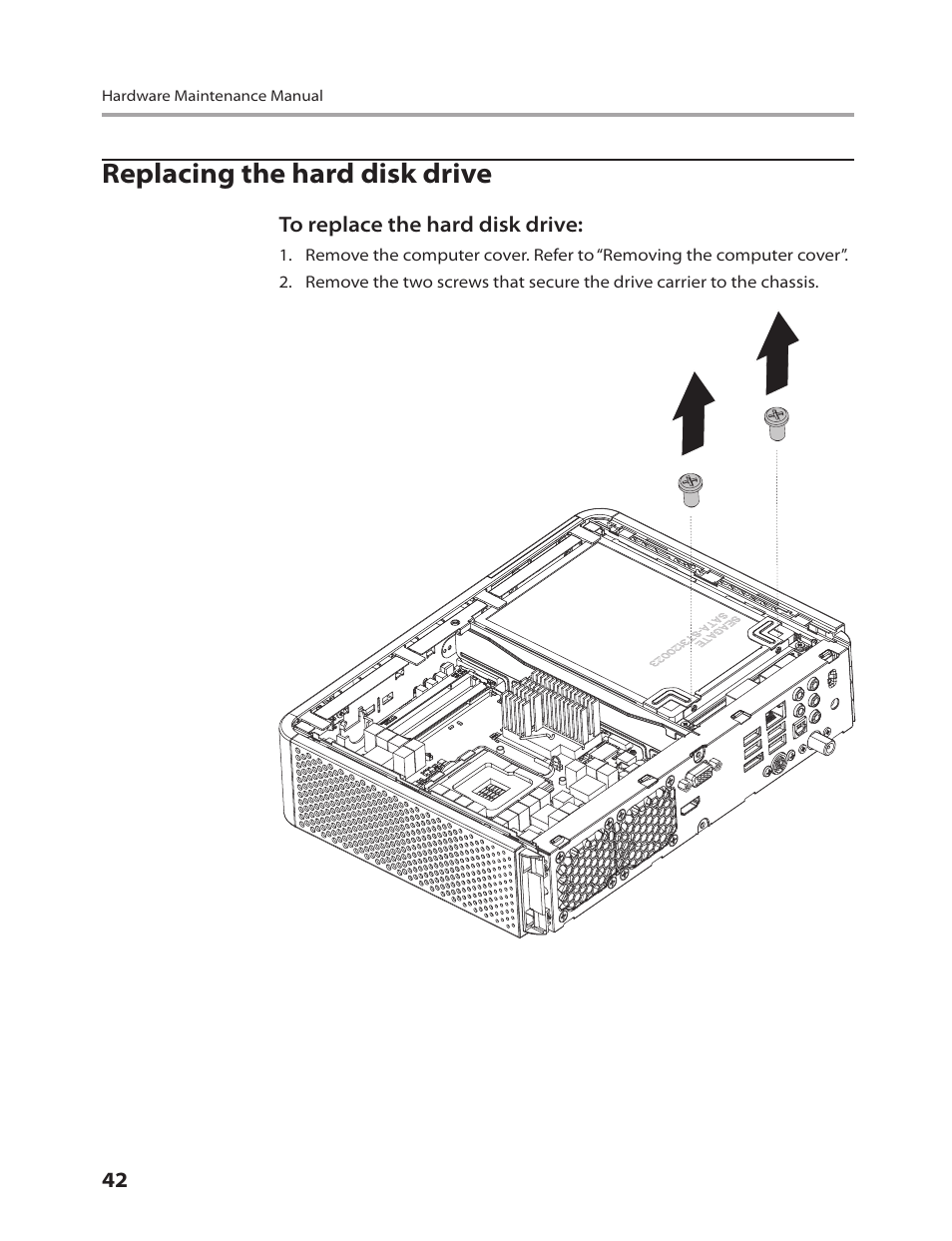 Replacing the hard disk drive | Lenovo IdeaCentre Q700 User Manual | Page 44 / 60