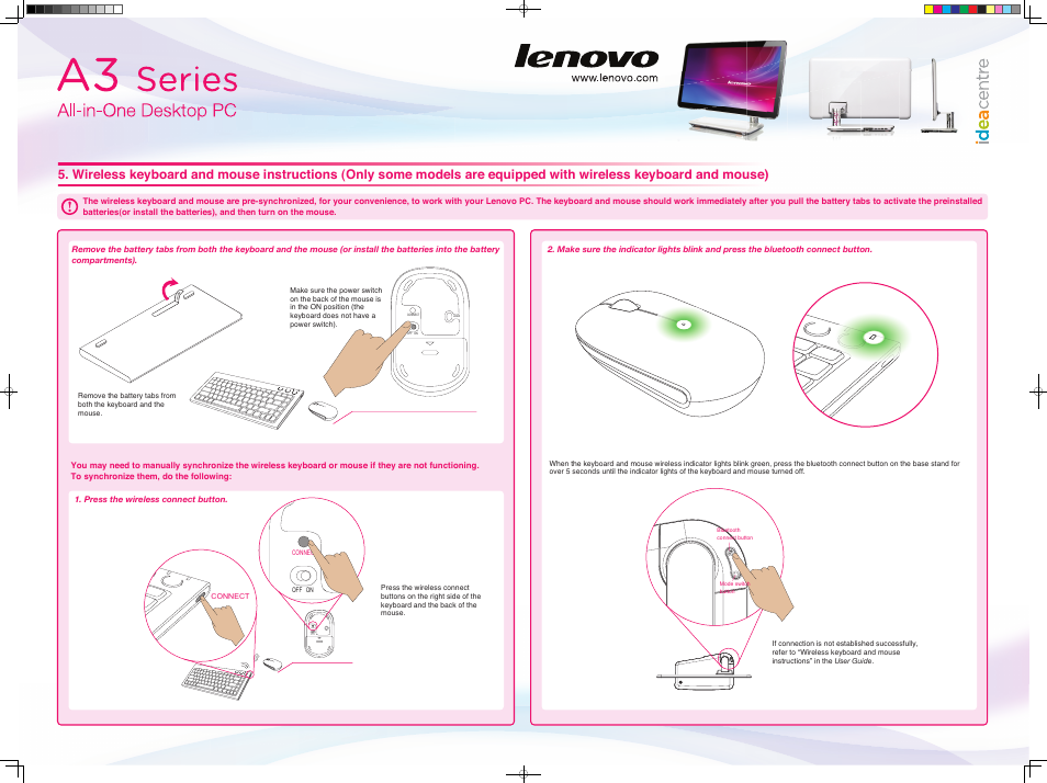 Connect laser off on | Lenovo IdeaCentre A320 User Manual | Page 2 / 2