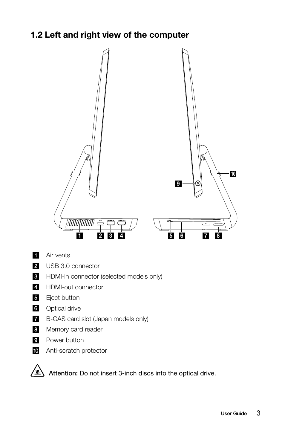 2 left and right view of the computer | Lenovo IdeaCentre A720 User Manual | Page 8 / 39