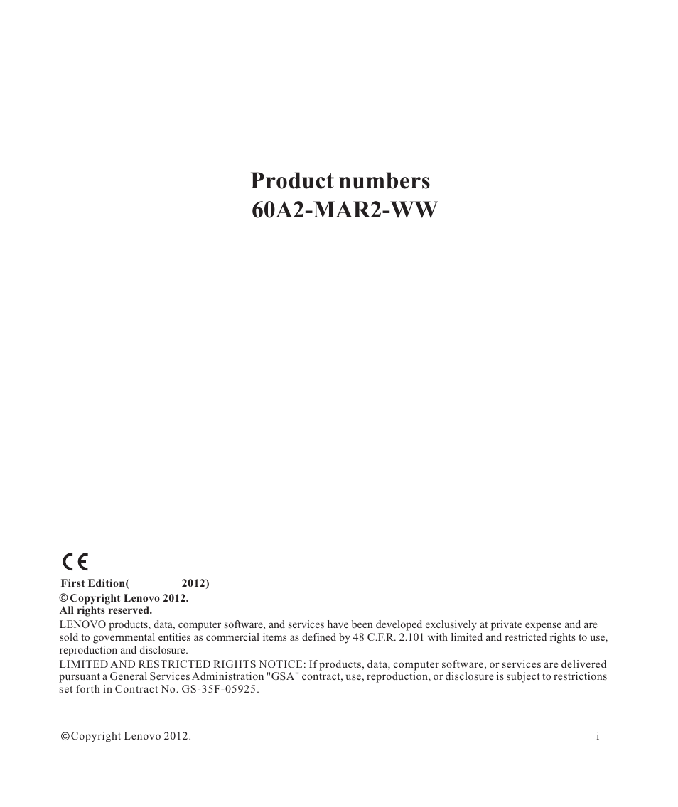 Product numbers 60a2-mar2-ww | Lenovo ThinkVision LT2223z 21.5in LCD Monitor User Manual | Page 2 / 41