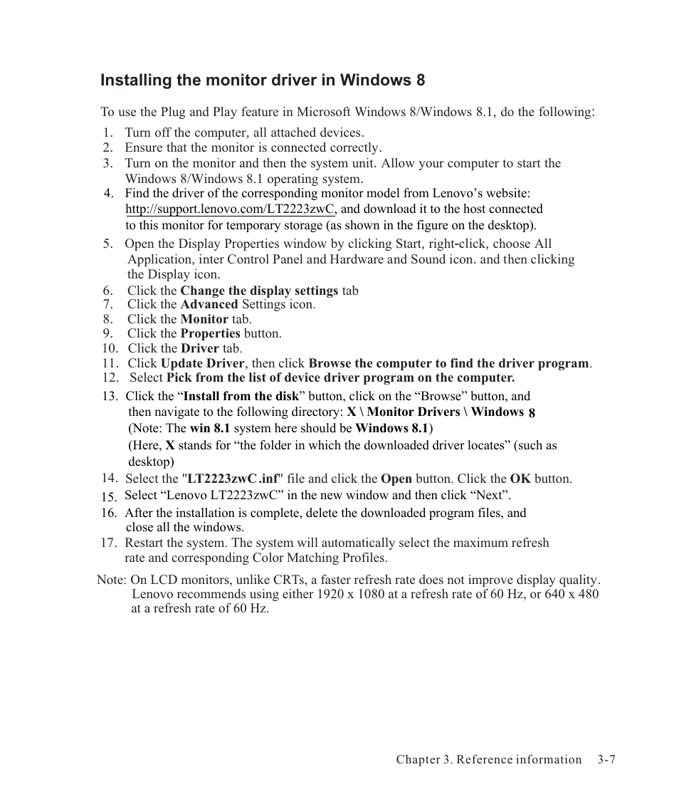 Lenovo ThinkVision LT2223z 21.5in LCD Monitor User Manual | Page 30 / 41