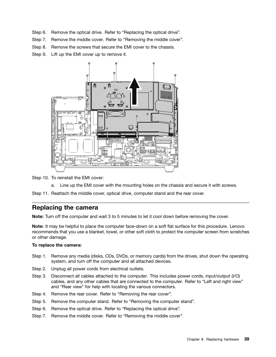 Replacing the camera | Lenovo IdeaCentre B540p User Manual | Page 45 / 71