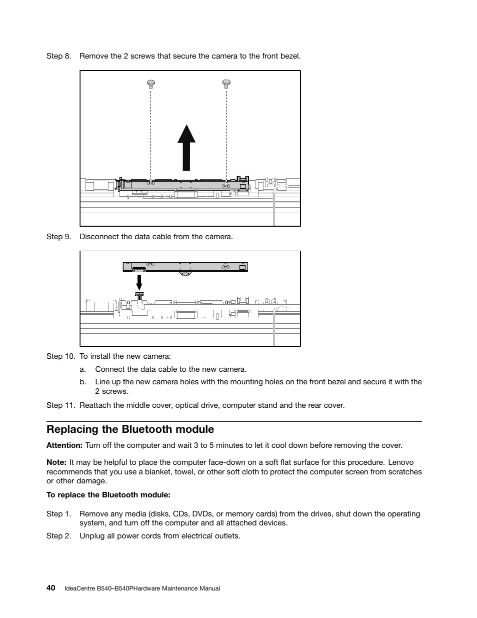 Replacing the bluetooth module | Lenovo IdeaCentre B540p User Manual | Page 46 / 71