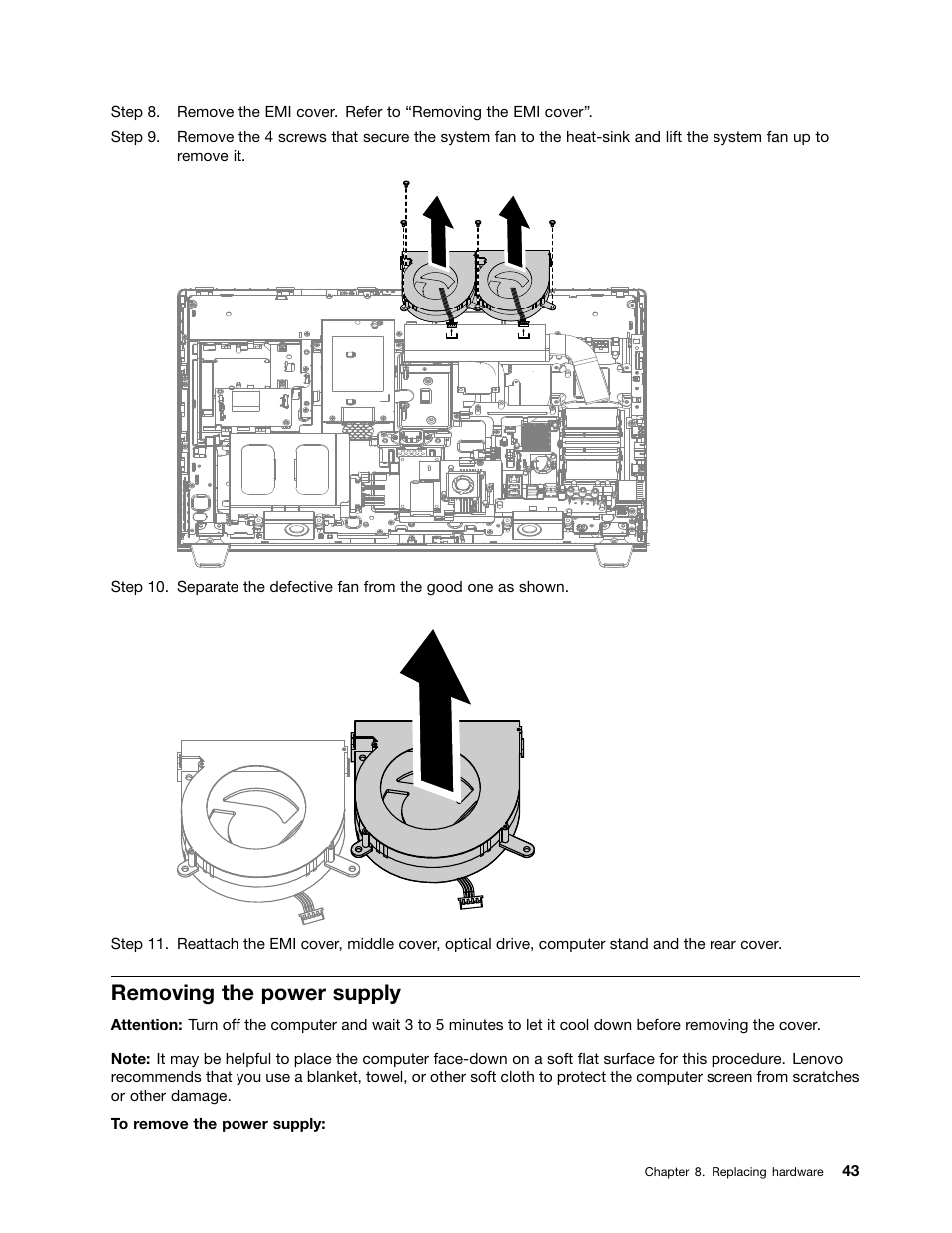 Removing the power supply | Lenovo IdeaCentre B540p User Manual | Page 49 / 71