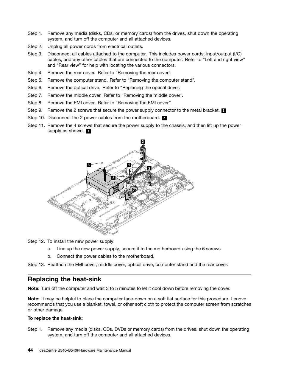 Replacing the heat-sink | Lenovo IdeaCentre B540p User Manual | Page 50 / 71