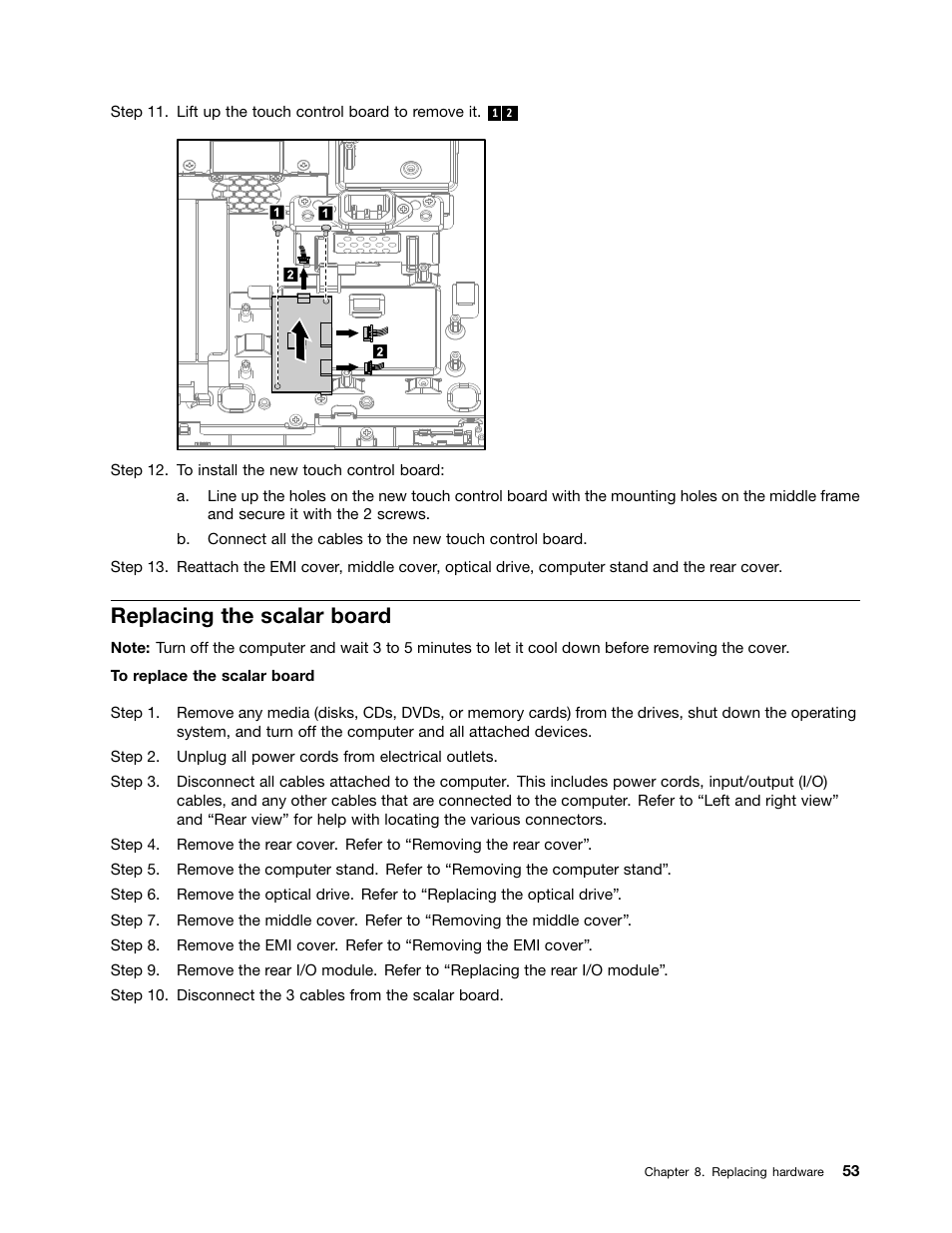 Replacing the scalar board | Lenovo IdeaCentre B540p User Manual | Page 59 / 71
