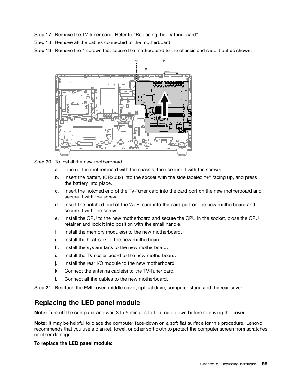 Replacing the led panel module | Lenovo IdeaCentre B540p User Manual | Page 61 / 71