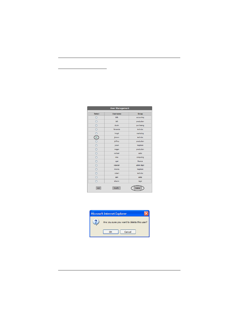 Deleting user accounts | ATEN ALTUSEN KM0832 User Manual | Page 67 / 137