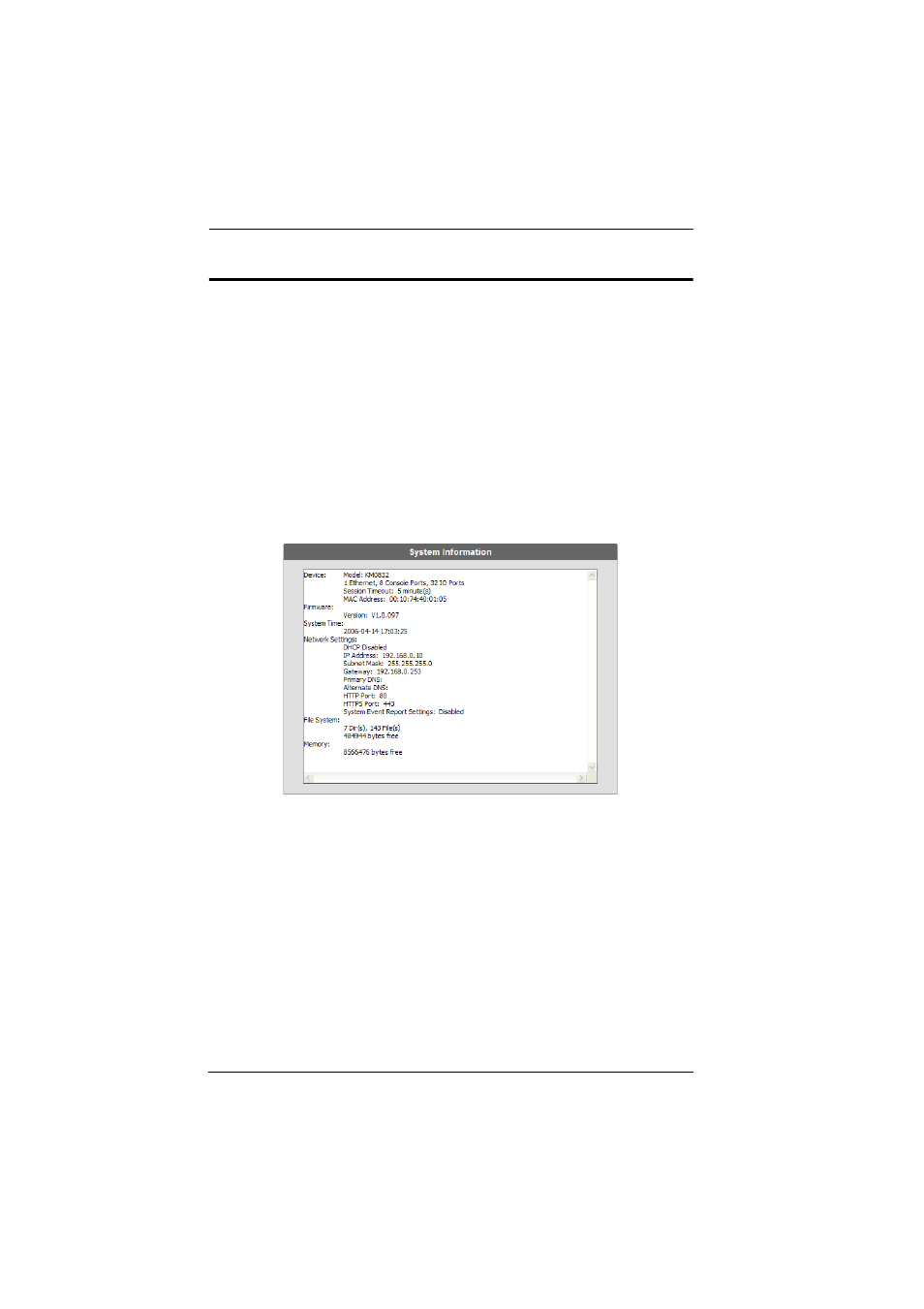 Viewing system information | ATEN ALTUSEN KM0832 User Manual | Page 90 / 137