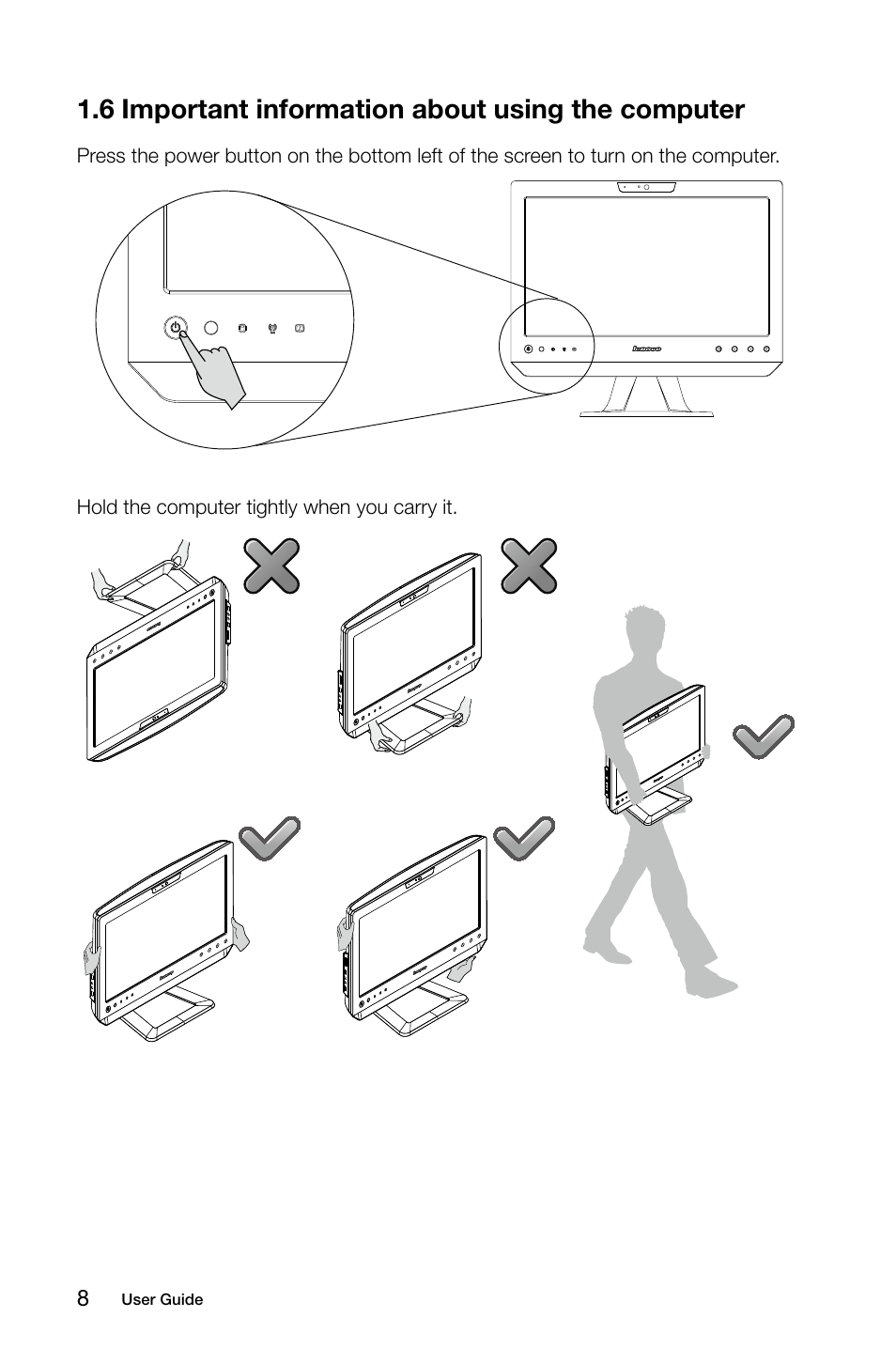 6 important information about using the computer | Lenovo C320 All-In-One User Manual | Page 13 / 41