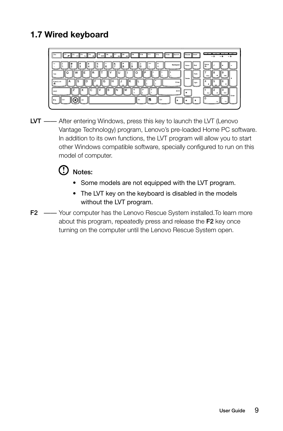 7 wired keyboard | Lenovo C320 All-In-One User Manual | Page 14 / 41