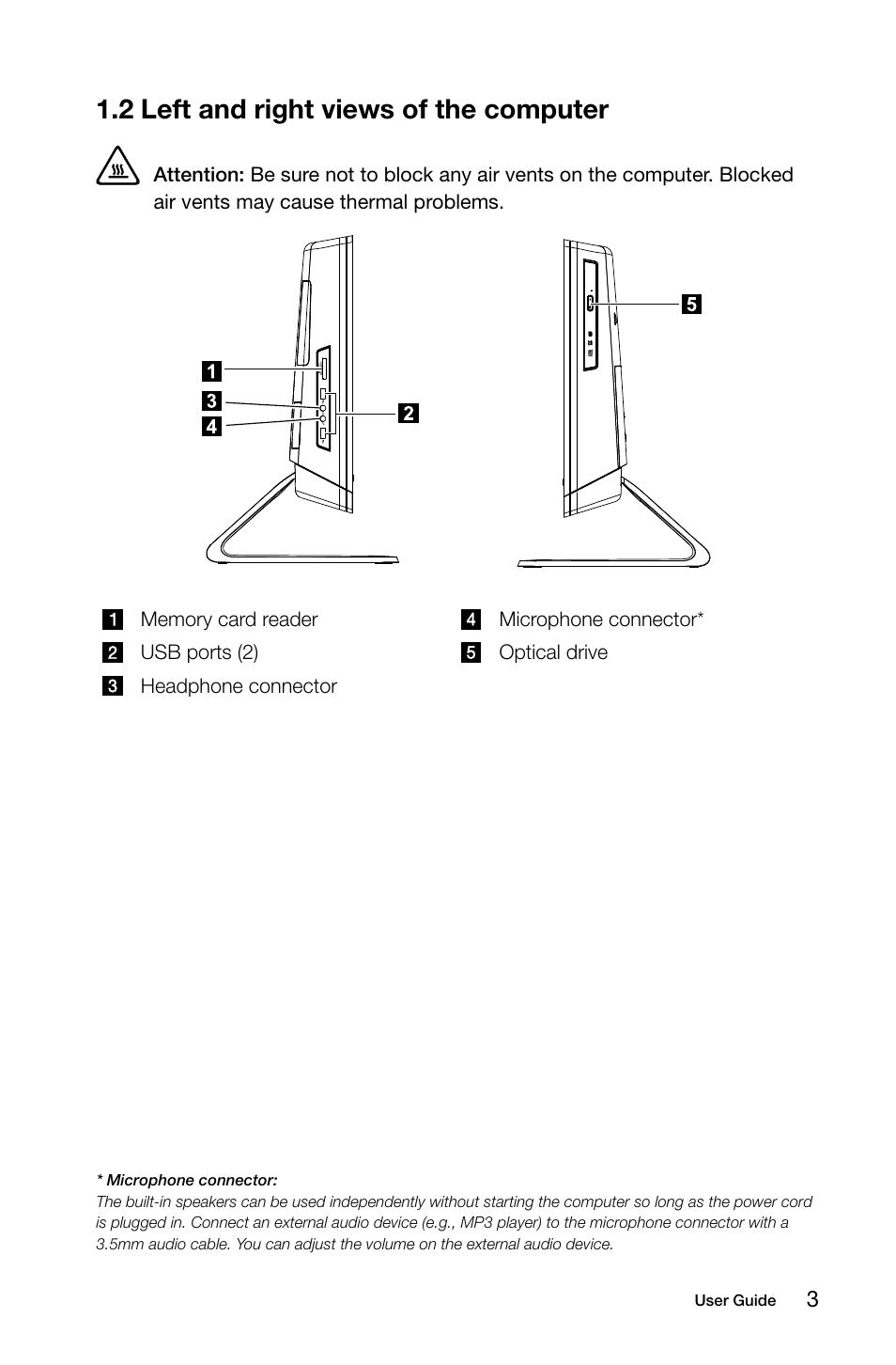 2 left and right views of the computer | Lenovo C320 All-In-One User Manual | Page 8 / 41