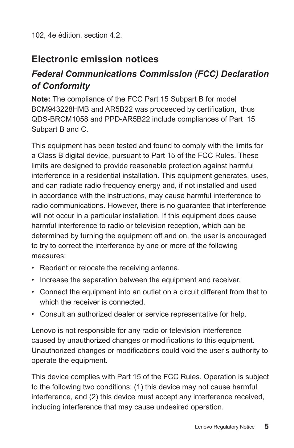 Electronic emission notices | Lenovo IdeaCentre B750 All-in-One User Manual | Page 6 / 27