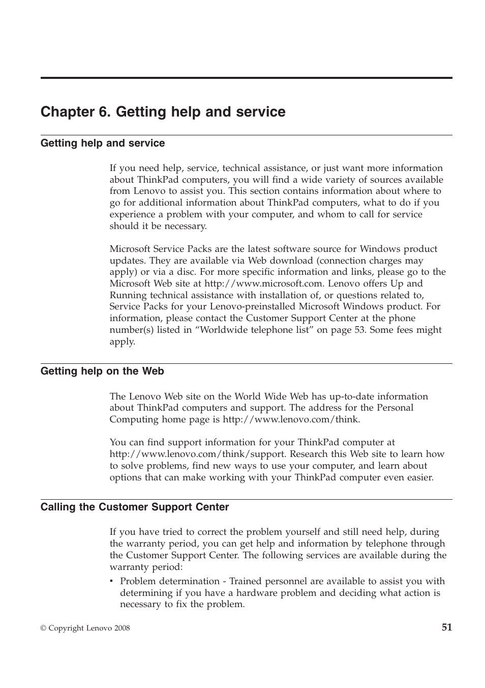 Chapter 6. getting help and service | Lenovo ThinkPad W700ds User Manual | Page 59 / 90