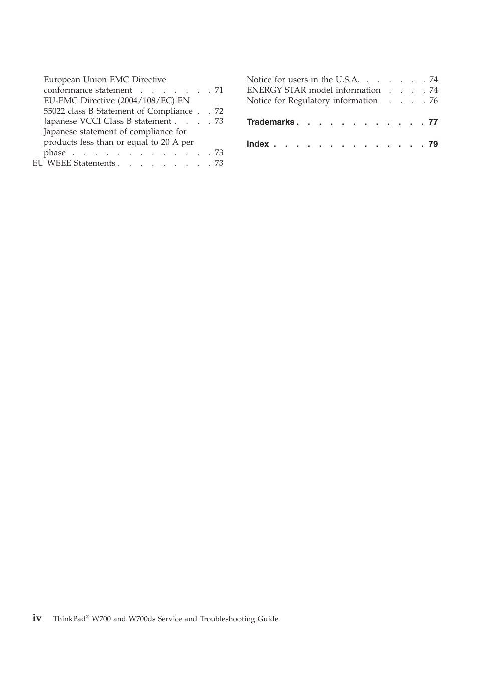 Lenovo ThinkPad W700ds User Manual | Page 6 / 90
